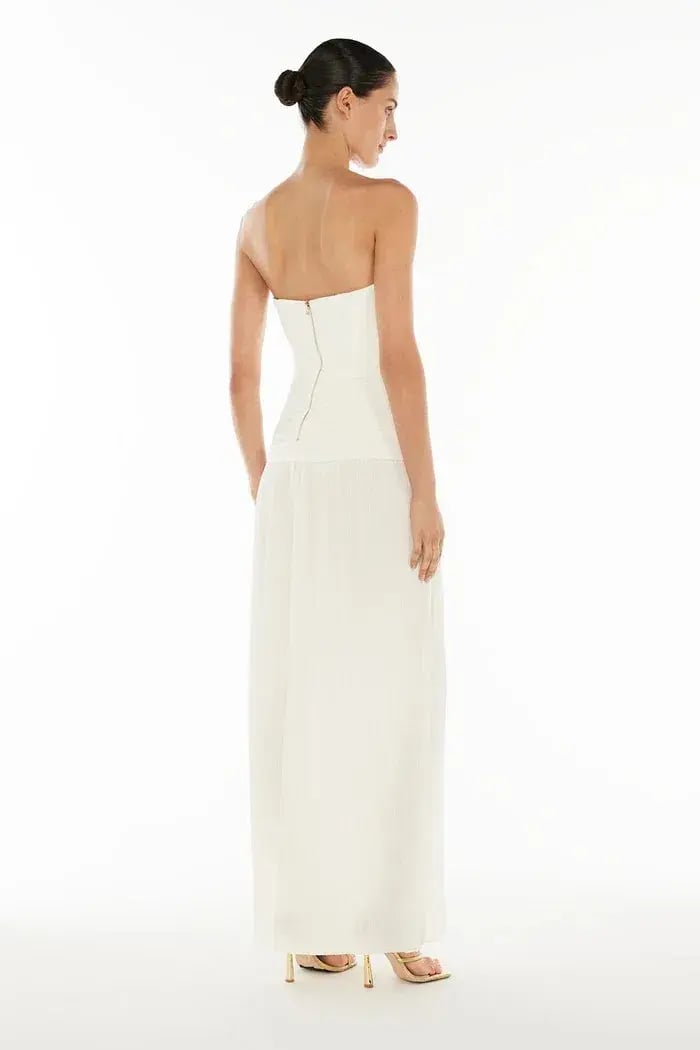 Manning Cartell Double Time Pleat Strapless Maxi White Size AU 6 photo 4