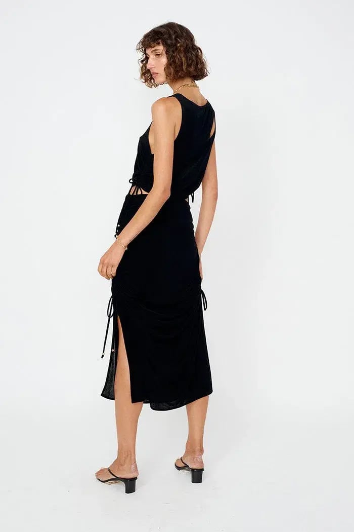 Suboo The Liz Rouched Midi Tank Dress Black Size XS / Au 6 photo 3