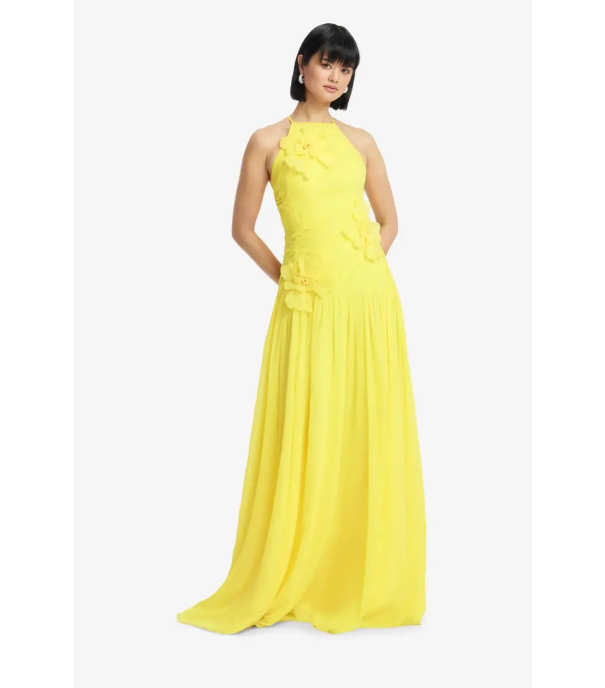 Leo Lin Amya Floral Appliqué Maxi Gown in Sunshine Size AU 8 photo 2
