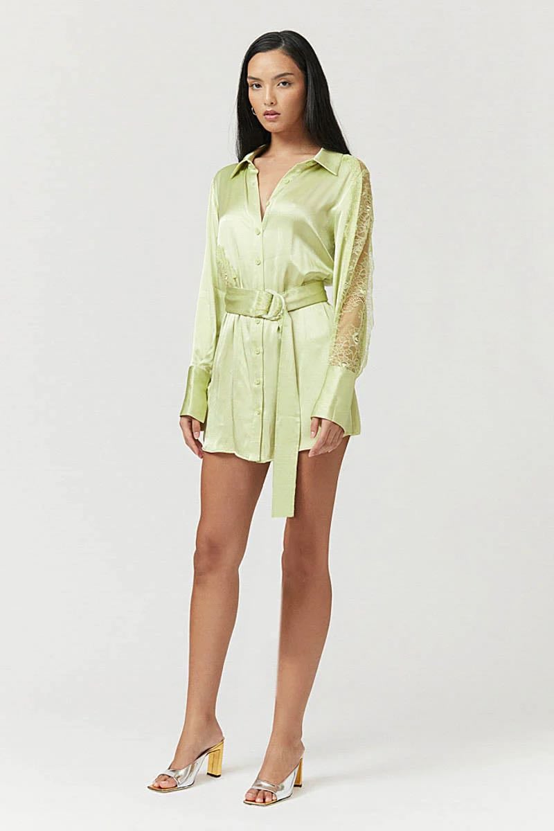 SUBOO NICKY MINI SHIRT DRESS - CELERY GREEN photo 2