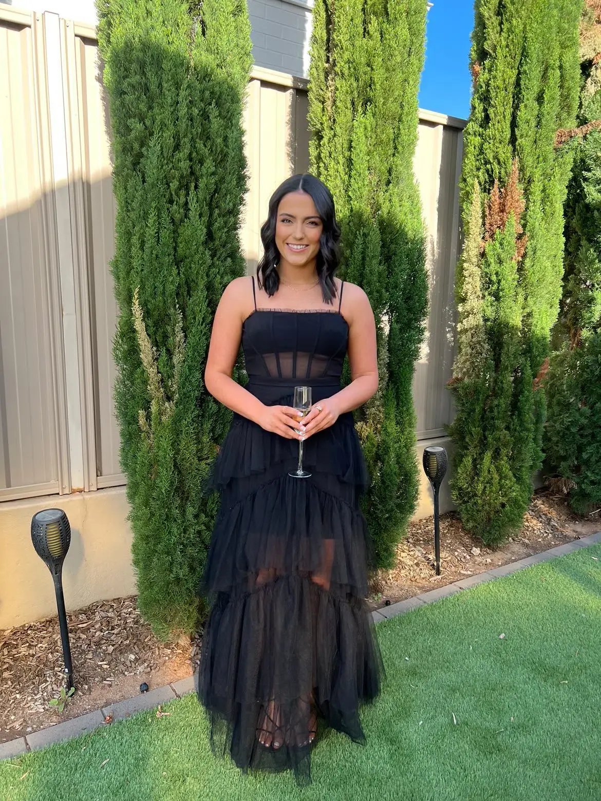BCBGMAXAZRIA Tulle Gown Black Size 14 photo 3