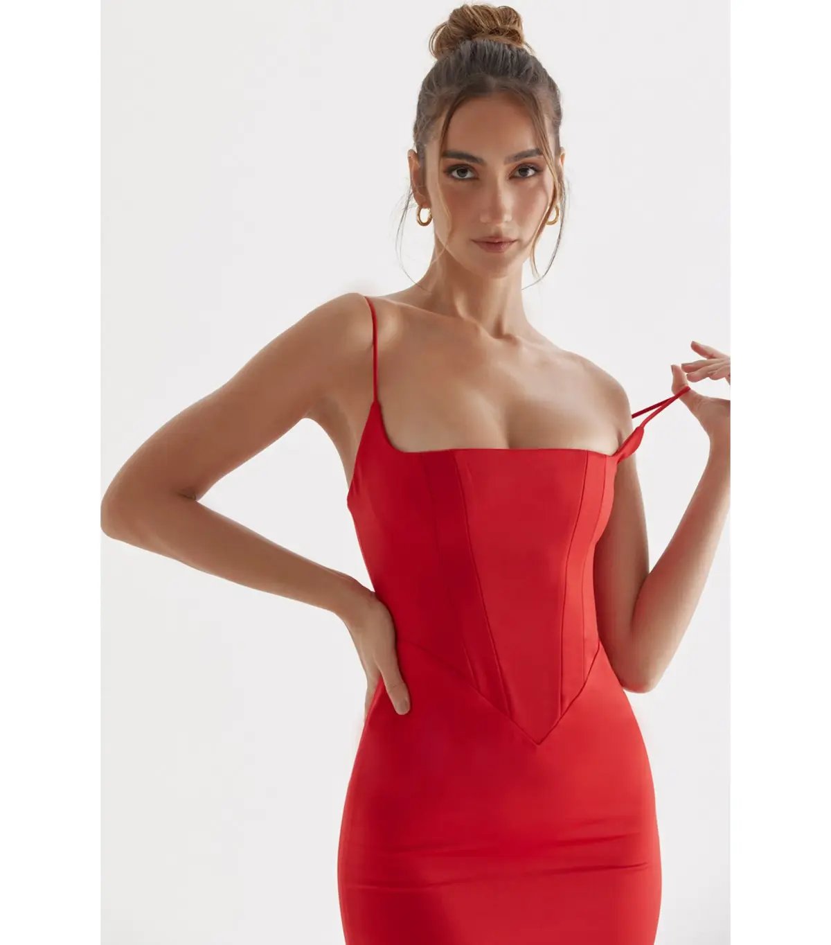 House of CB Olivette Satin Corset Maxi Dress Red Rose Size AU 8 photo 4