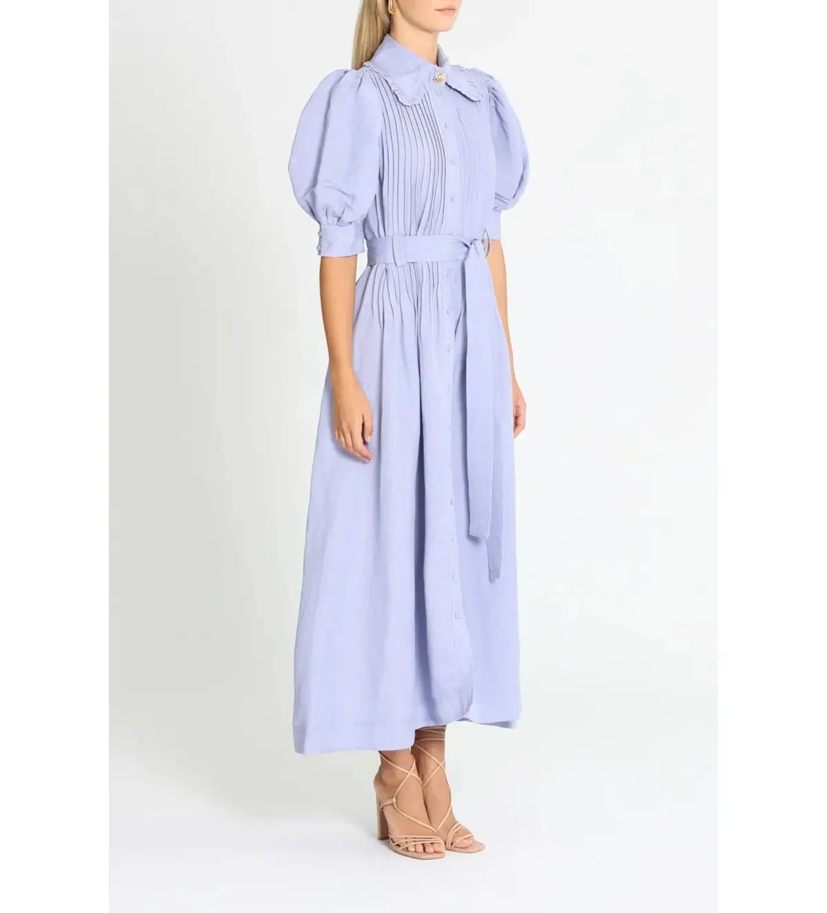 Aje Madeleine Belted Midi Dress in Lilac Size 10/M photo 2