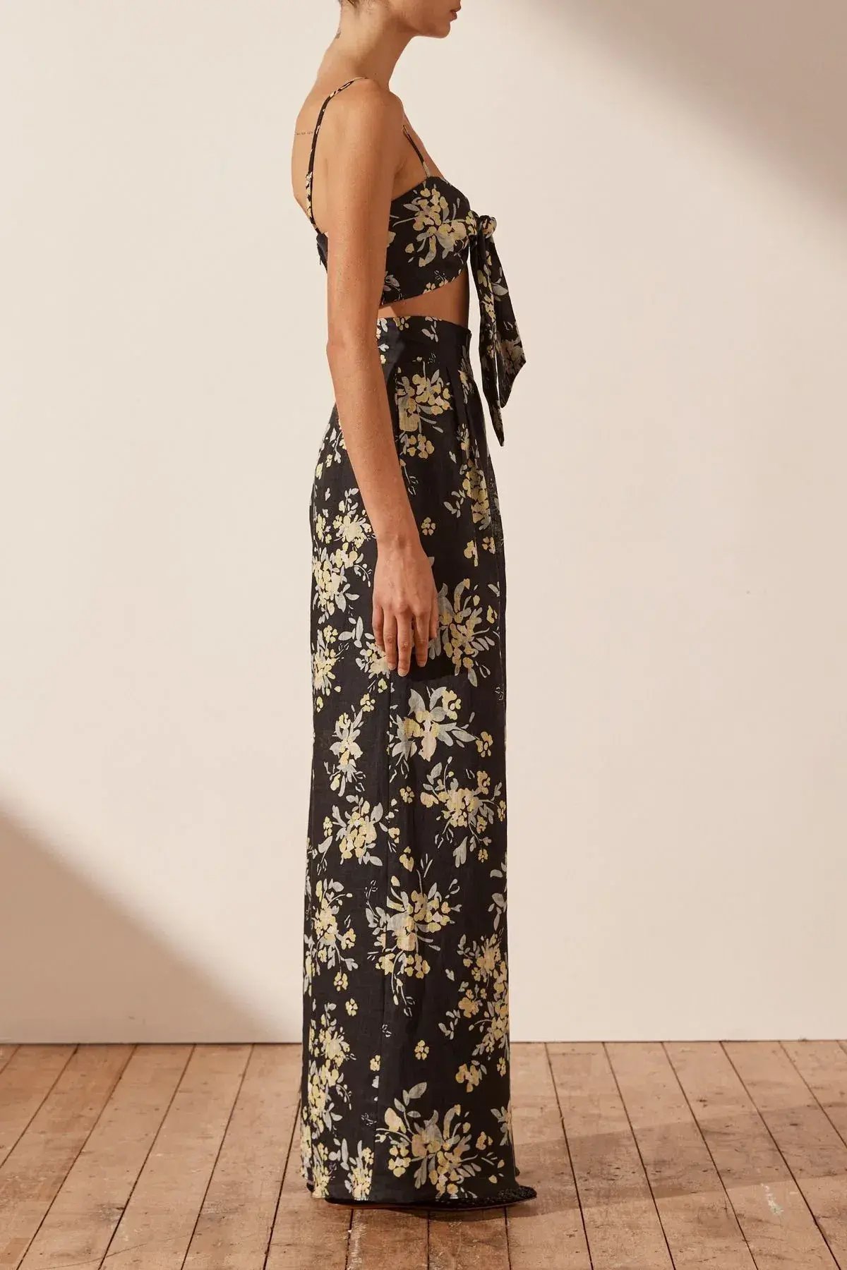 Shona Joy Goldie Tie Front Top & Pant Set Black Size AU 6 photo 4
