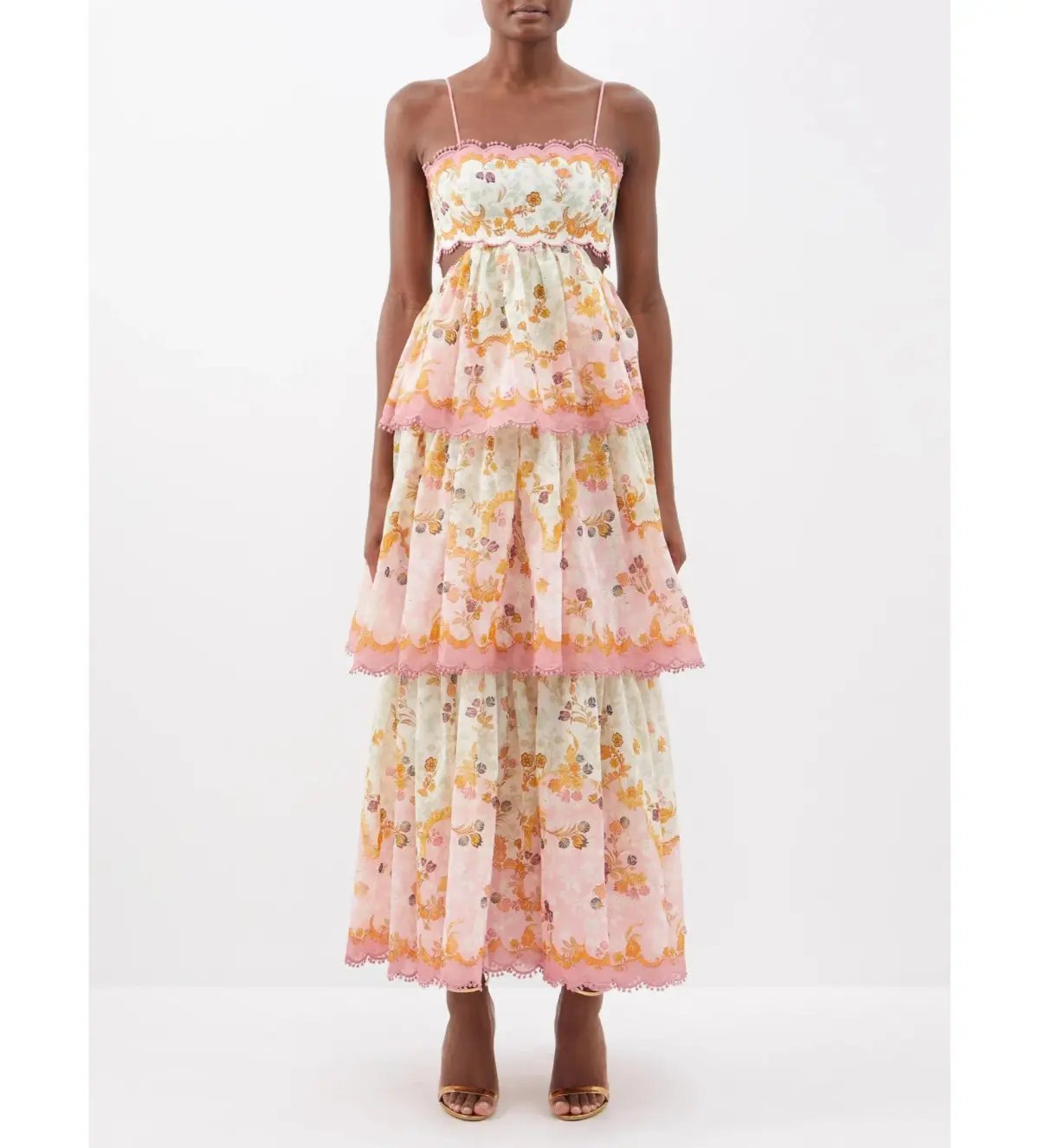 Zimmermann Laurel Frill Midi Dress Floral Size 0 AU 8 photo 2