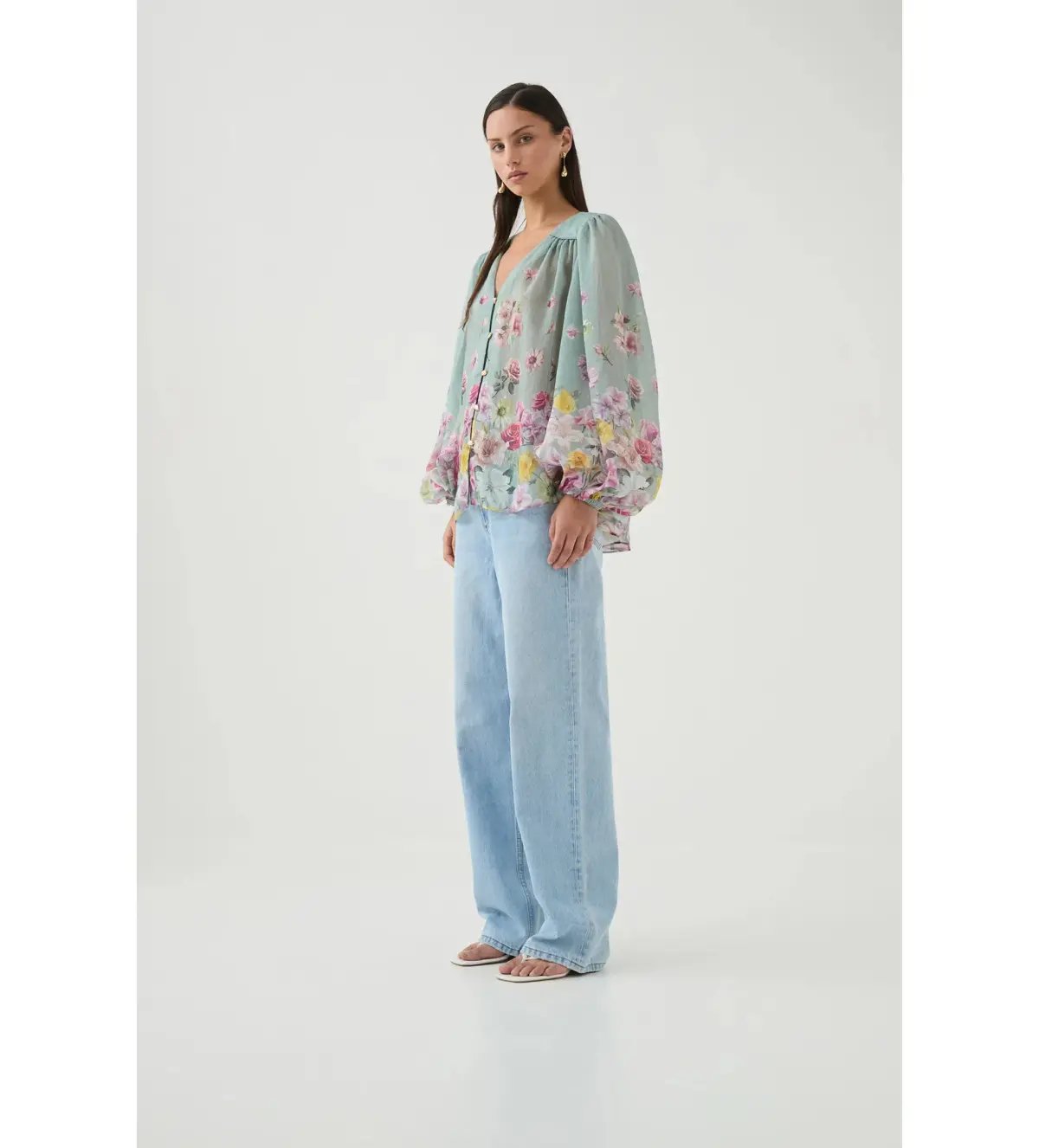 Aje Dreamscape Blouse Mist Collage Floral photo 3