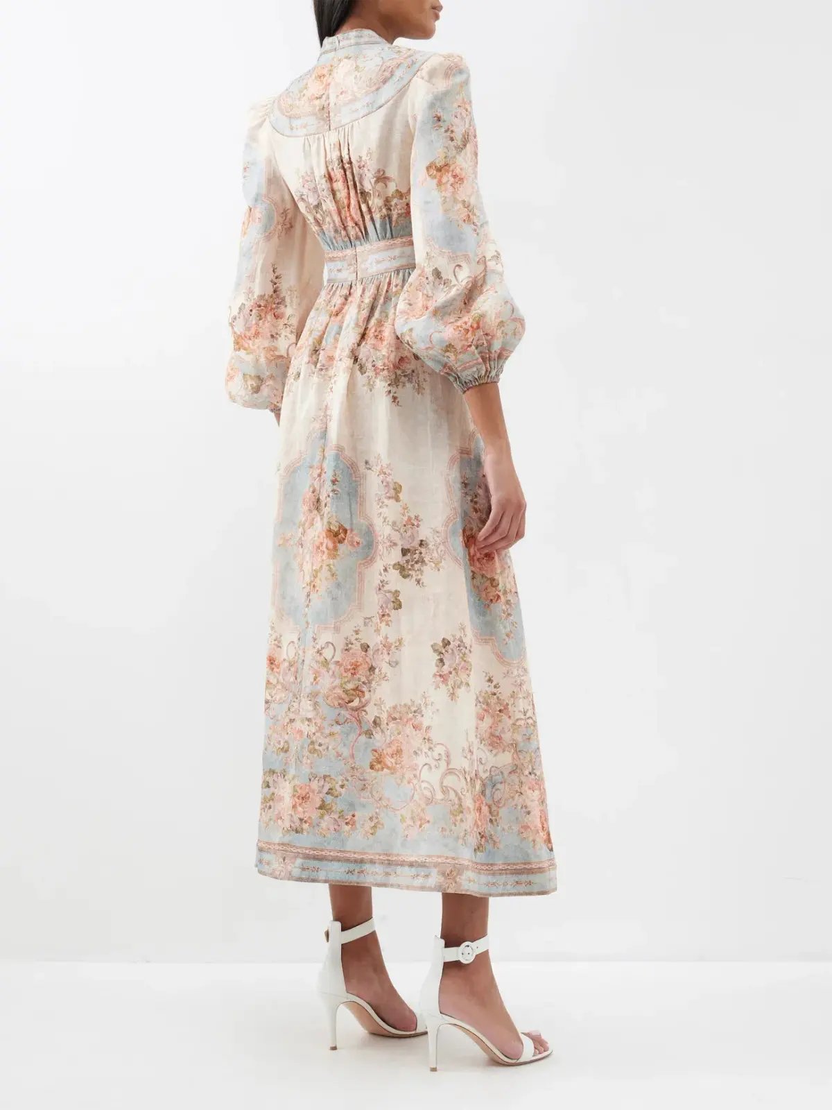 Zimmermann August Plunge Midi Dress Sky Blue Floral Size 4 / AU 16 photo 3