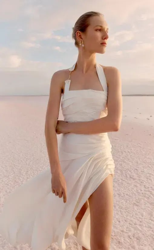 Aje Mika Draped Split Maxi Dress Ivory Size 6 / XS photo 2
