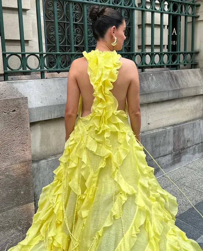 Zimmermann Wonderland Ruffle Gown Lemon Yellow Size 8 photo 3