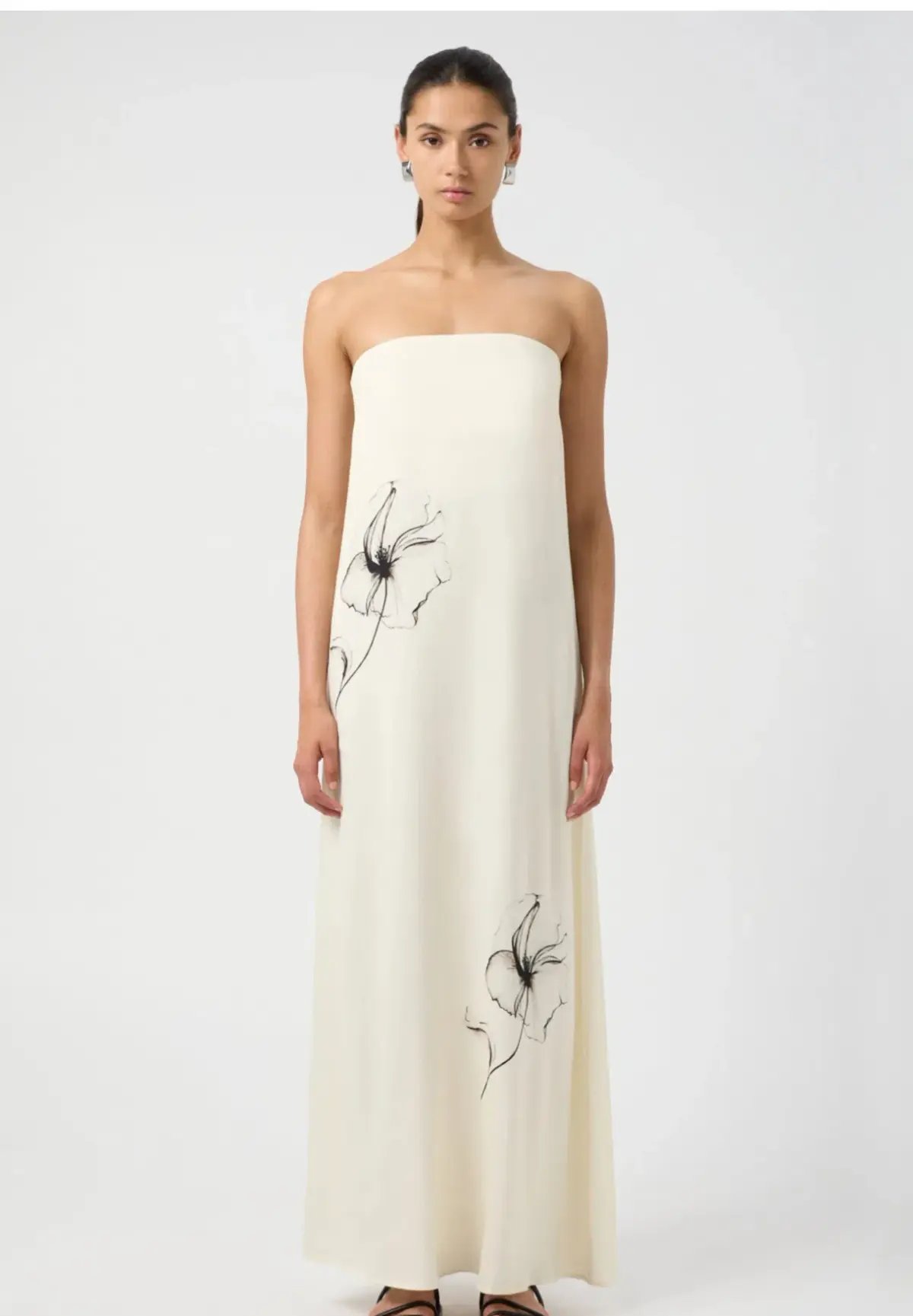 Third Form Dream State Strapless Maxi Dress Cream/Black Print Size 12 photo 5