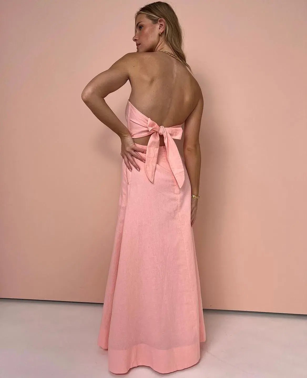 By Nicola Wavy Strapless Maxi Dress Rockmelon Size 16 photo 2