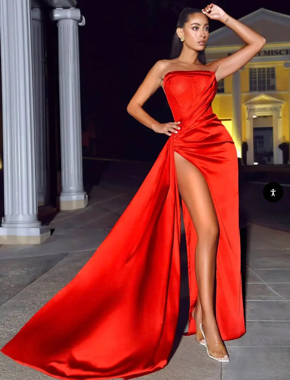 Miss Circle Holly Crystalised Dress Red Size 10 photo 2