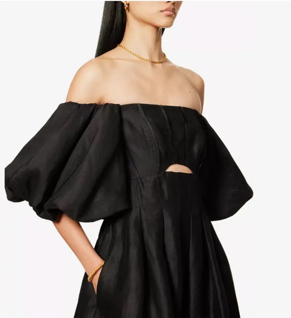 Aje Eugenie Off Shoulder Midi Dress Black Size 12 photo 4