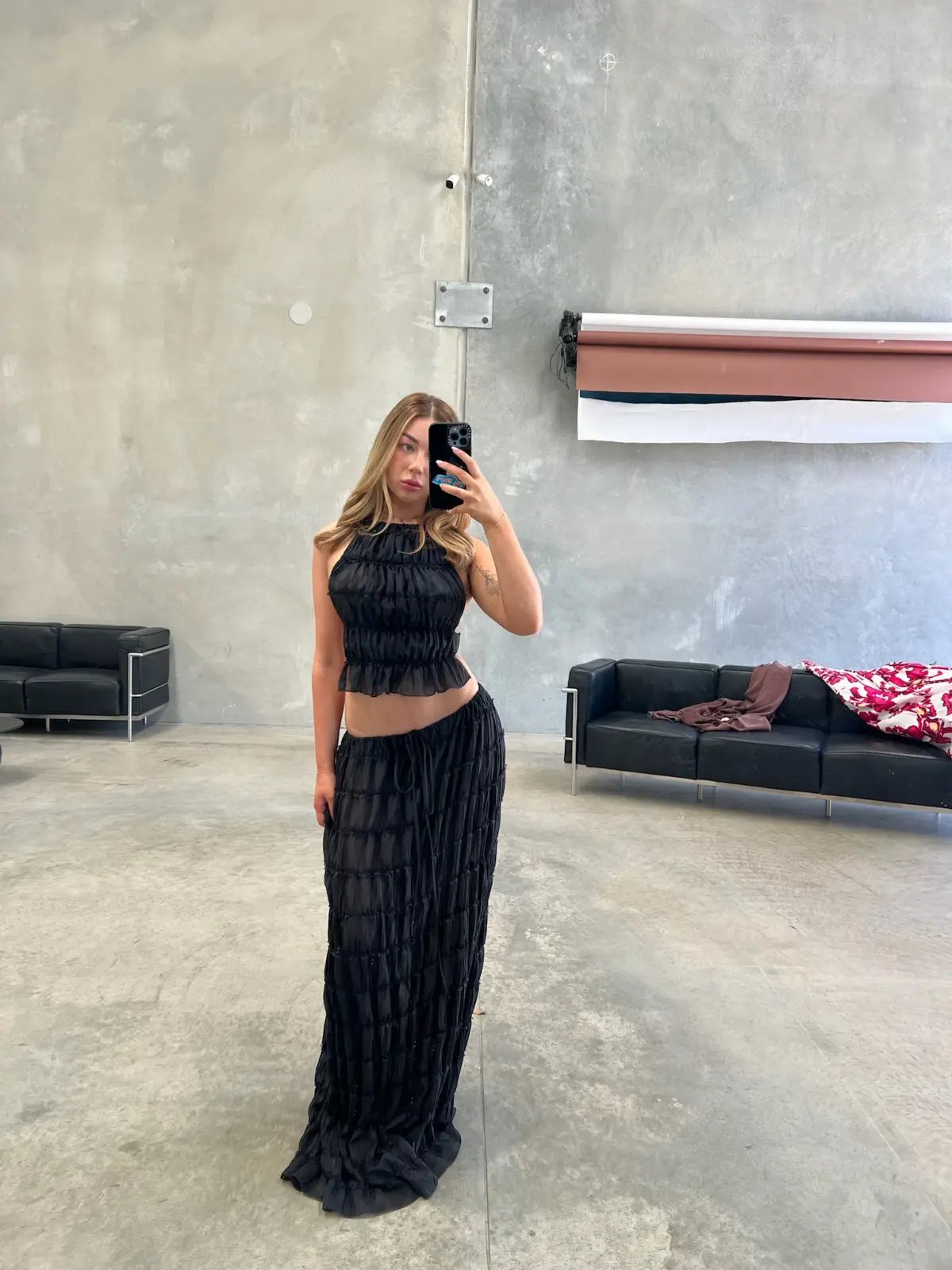 Arcina Ori Juliette Halter Top & Maxi Skirt Set Black Size 8 photo 3