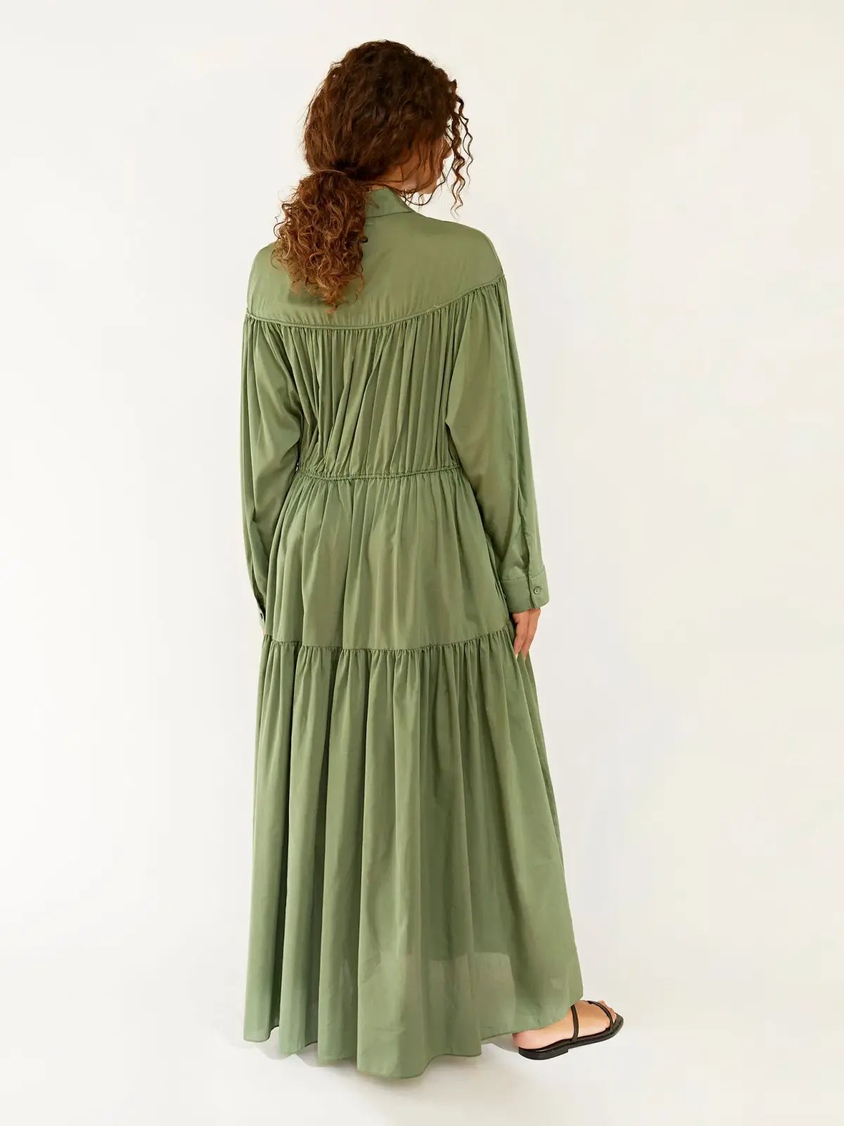Matteau Tiered Drawcord Dress in Fern Size 3 / AU 12 photo 3