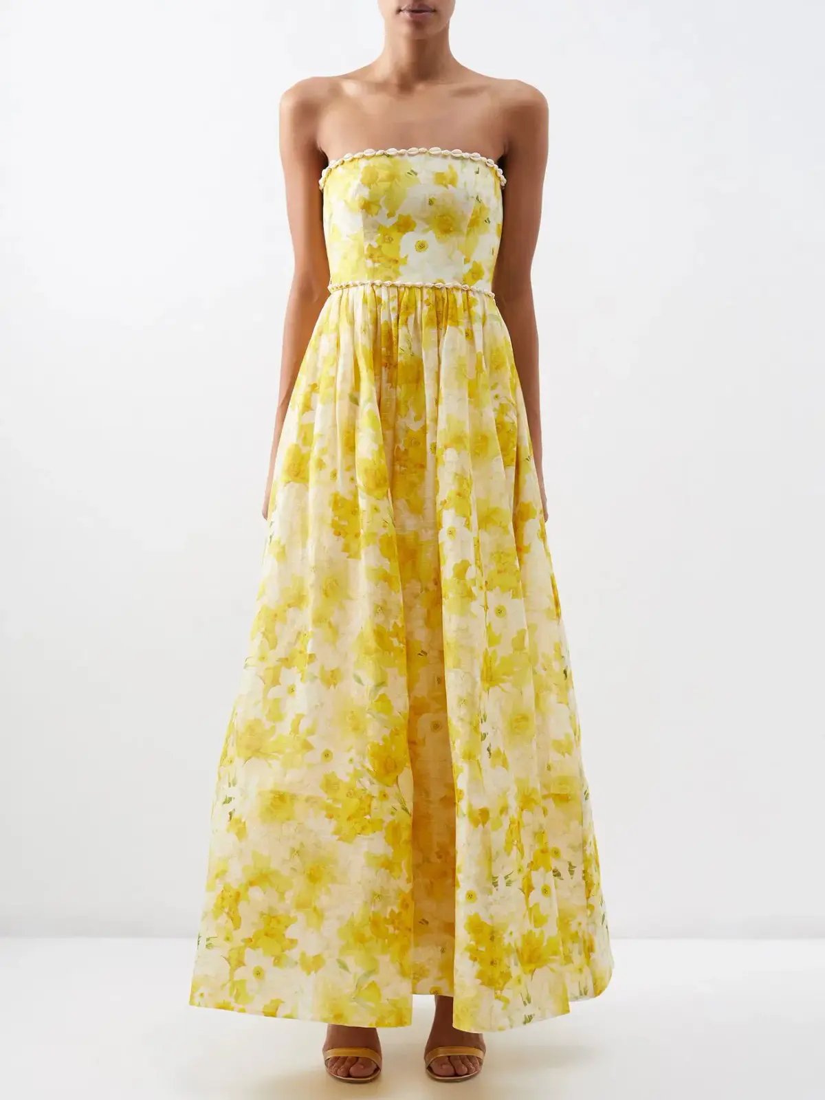 Zimmermann Wonderland Strapless Maxi Dress Daffodil Floral Print Size 0 / AU 8 photo 2