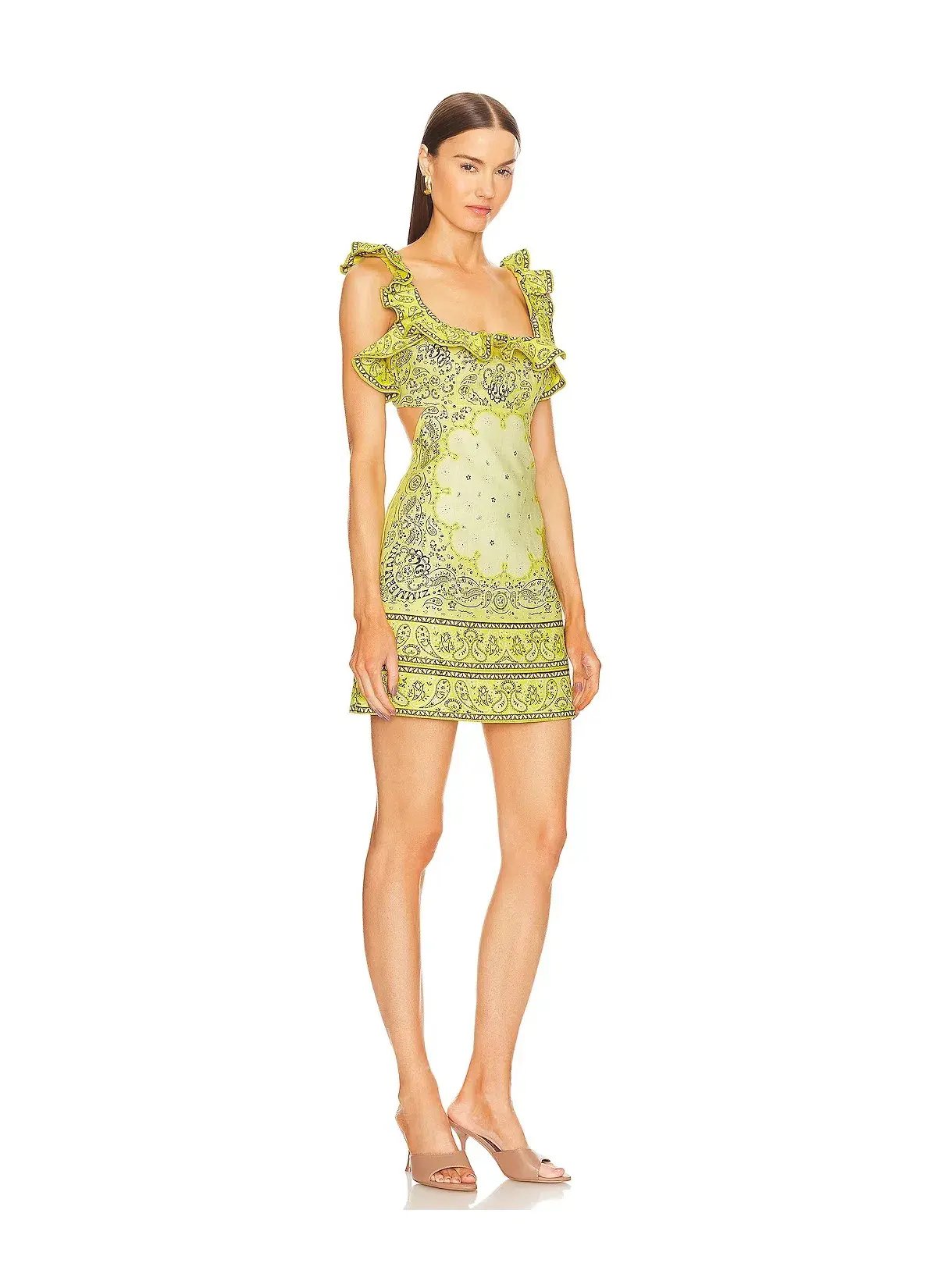 Zimmermann Matchmaker Frilled Mini Dress Yellow Bandana Size 2 / AU 12 photo 2