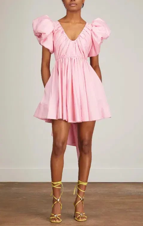 Aje Gretta Bow Back Mini Dress Ballet Pink Size 8 photo 3