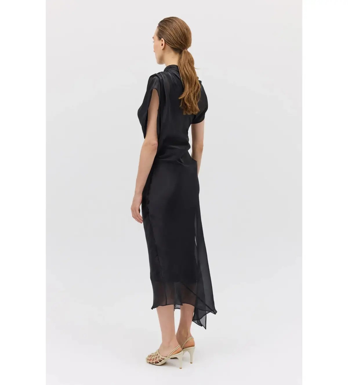 Bianca Spender Liquid Organza Decode Midi Dress Black Size AU 8 photo 4