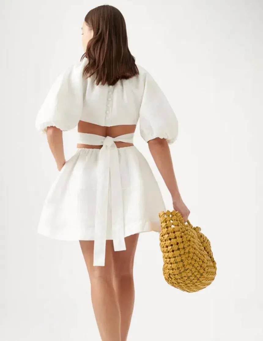 Aje Mimosa Cut Out Mini Dress Ivory Size 6 / XS photo 3