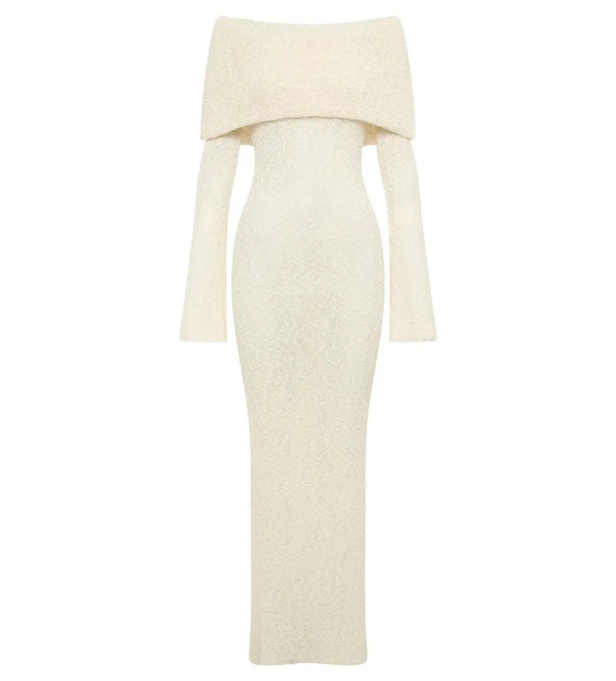 MESHKI Marisol Off Shoulder Boucle Maxi Dress Ivory Size M AU 10 photo 8