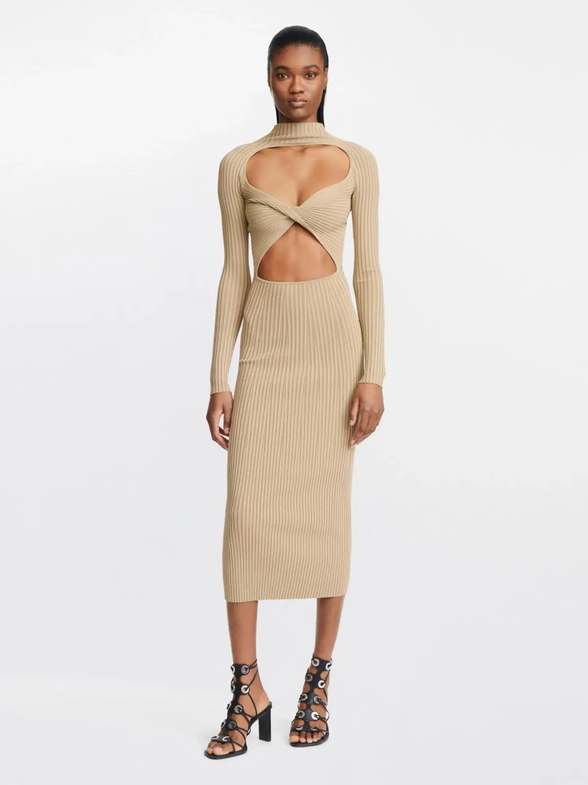 Dion Lee Stripe Rib Twist Dress Sahara Size 10 photo 3