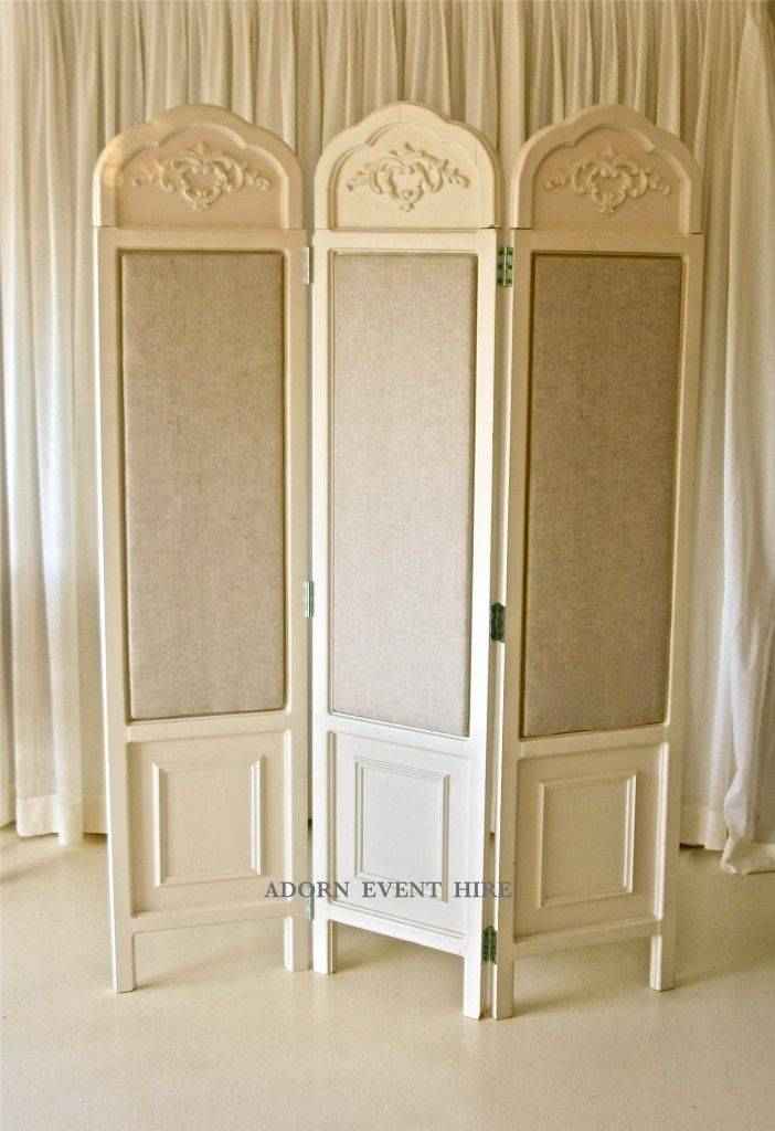 Ivory Folding Screen with interchangeable Pin Board Inserts photo 4