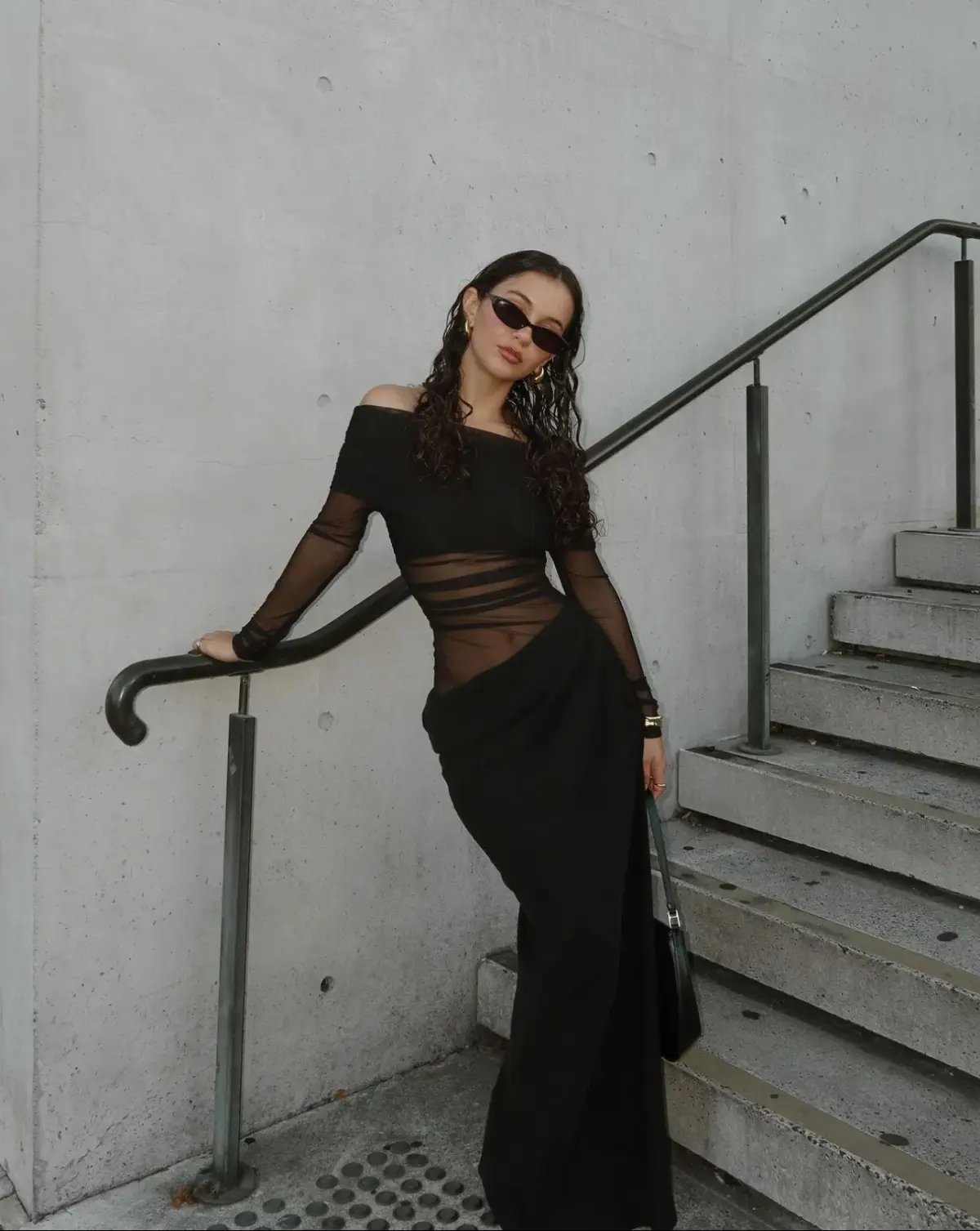 Benni Yasmin Off Shoulder Maxi Dress Black Size 8 photo 3