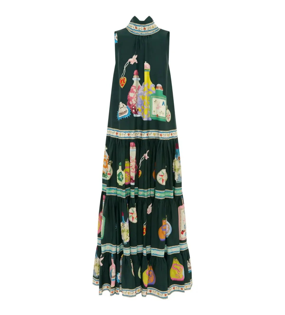 Alemais  Royal Tiered Midi Dress Green/Print Size 16 photo 3