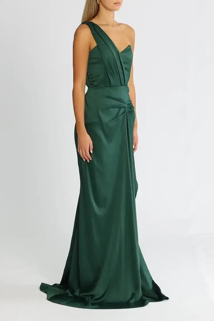 Elle Zeitoune One Shoulder Emerald Gown in Forest Green Size 8 photo 2
