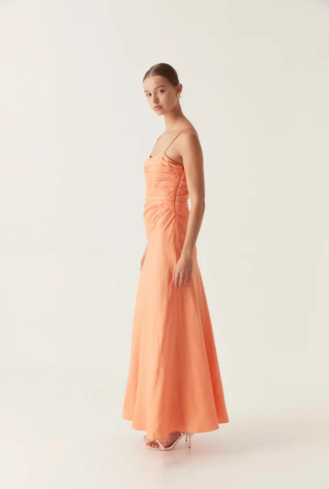 Aje Clarice Draped Maxi Dress Sunset Orange Size 8 photo 2