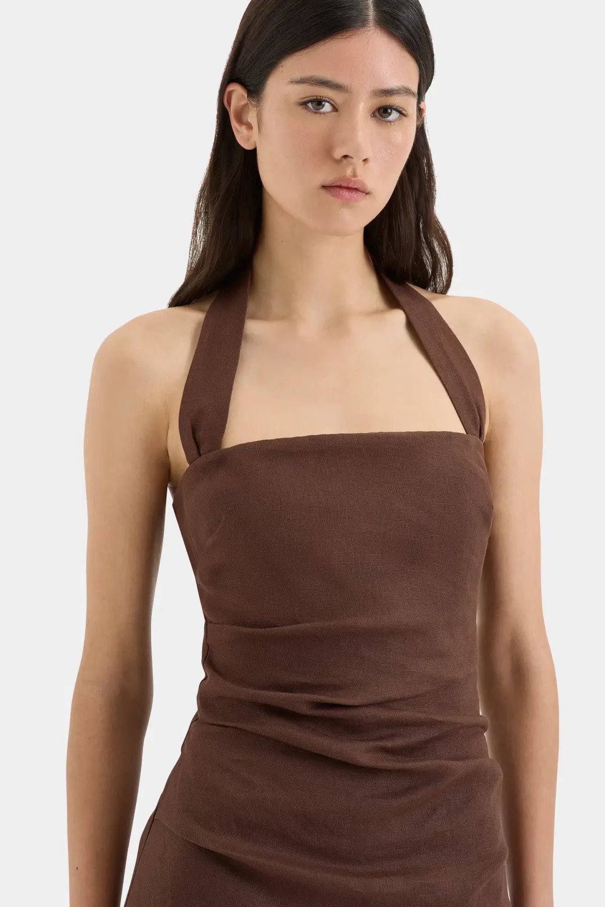 Sir the Label Noemi Halter Mini Dress in Chocolate Brown Size 1 photo 2