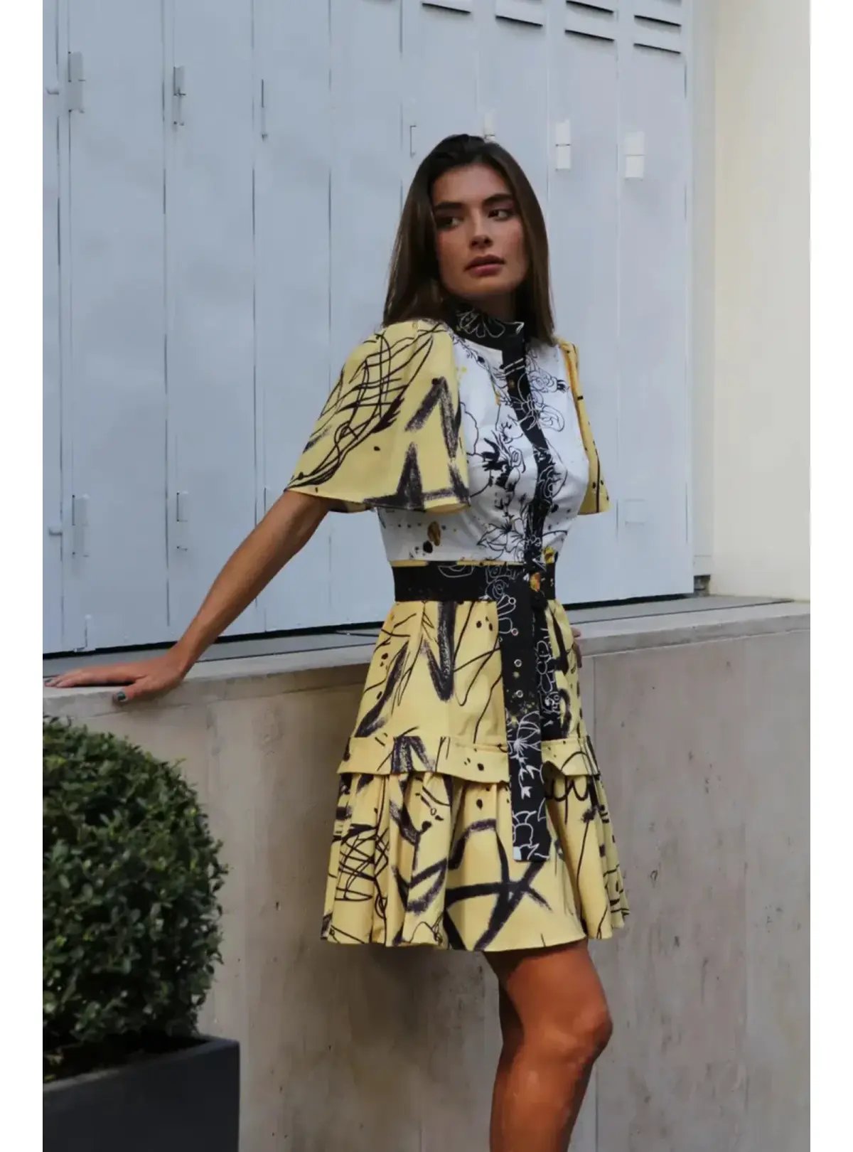 Leo Lin Redemption Cotton Linen Mini Dress Print Size AU 8 photo 2