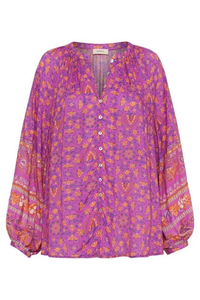 Spell Madame Peacock Blouse and Short Set Print Size M photo 3