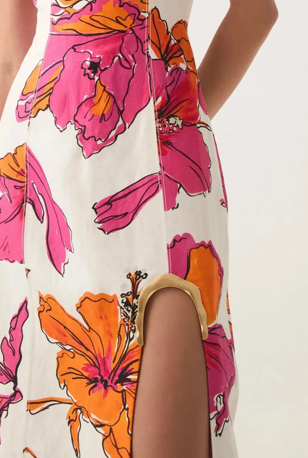 Aje Flourish Midi Dress Vivid Hibiscus Size 6 photo 5
