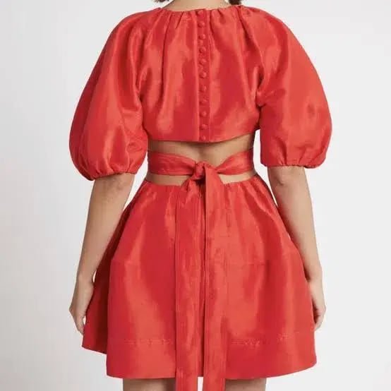 Aje Psychedelia Cutout Mini Dress Red Size 14 photo 3