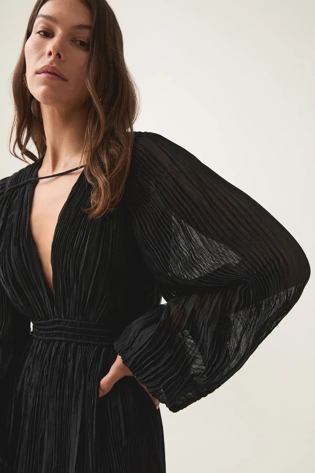 AJE Genevieve Pleated Midi Dress in Black Size S/AU8 photo 4