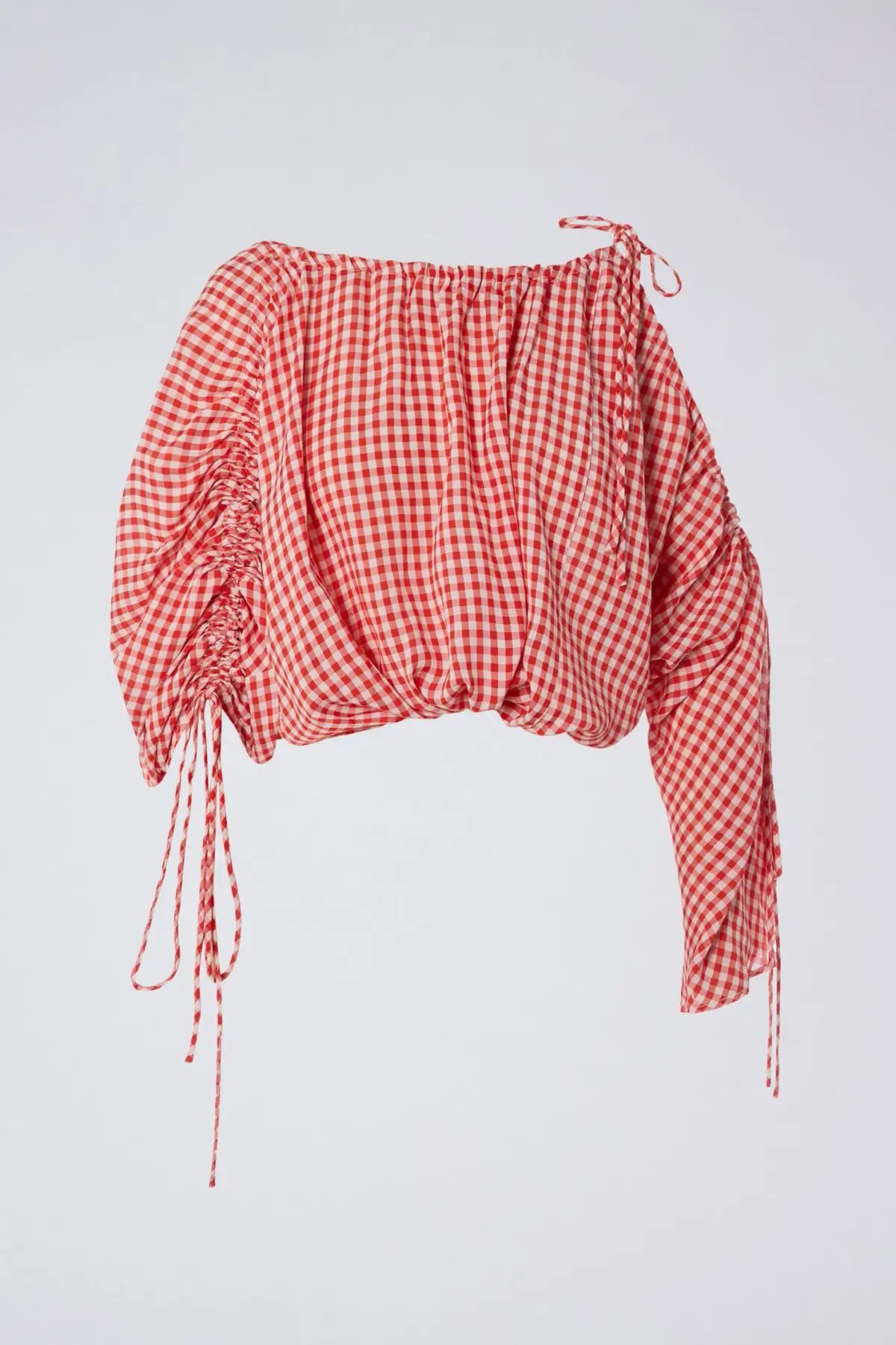 Scanlan Theodore Gingham Drawcord Top and Skirt Set Red Print One Size photo 2