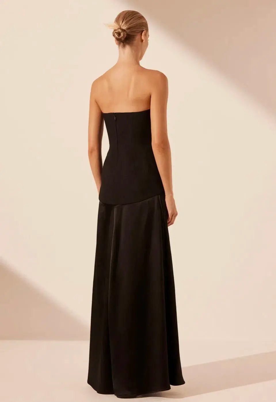 Shona Joy Adri Strapless Panelled Maxi Dress in Black Size 12 photo 3