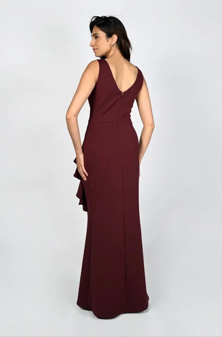 Frank Lyman Montreal Draped Waist Long Dress Bordeaux Size AU 12 photo 2