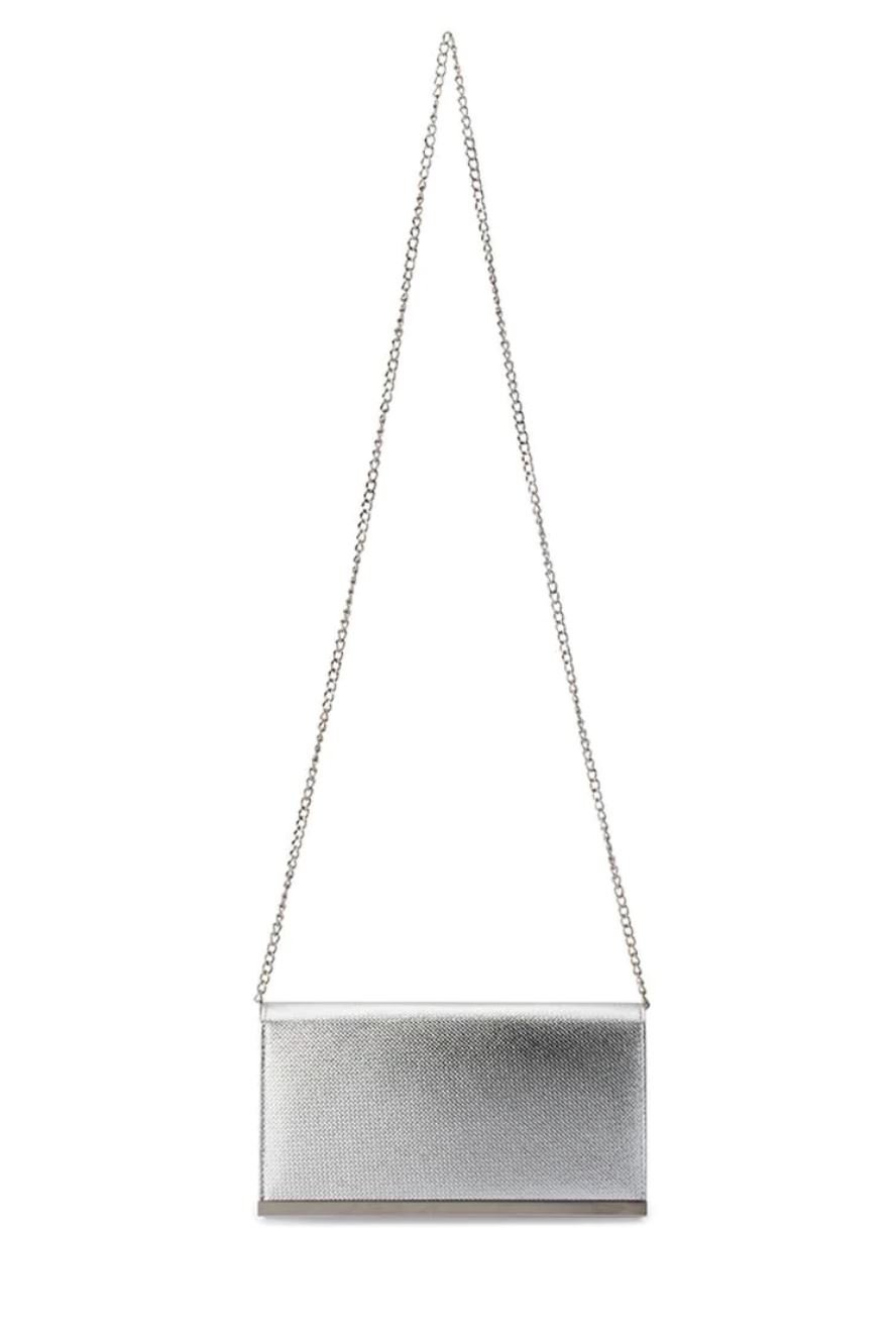Olga Berg Maddie Metallic Embossed Foldover Clutch Silver photo 3