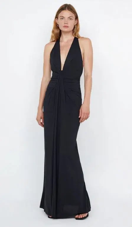 Bec and Bridge Tillie Drape Maxi Dress Black Size AU 10 photo 4