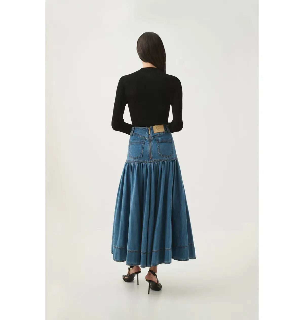 Aje Belmond Denim Midi Skirt 90's Wash Size AU 4 photo 4