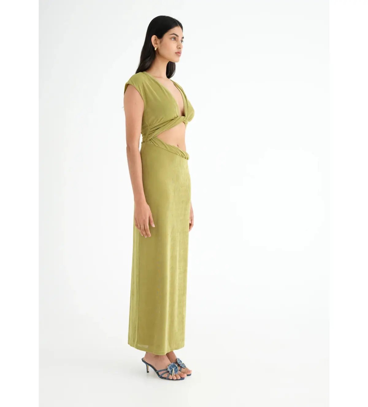 BENNI Henri Twist Maxi Dress in Chartreuse Size AU 10 photo 2