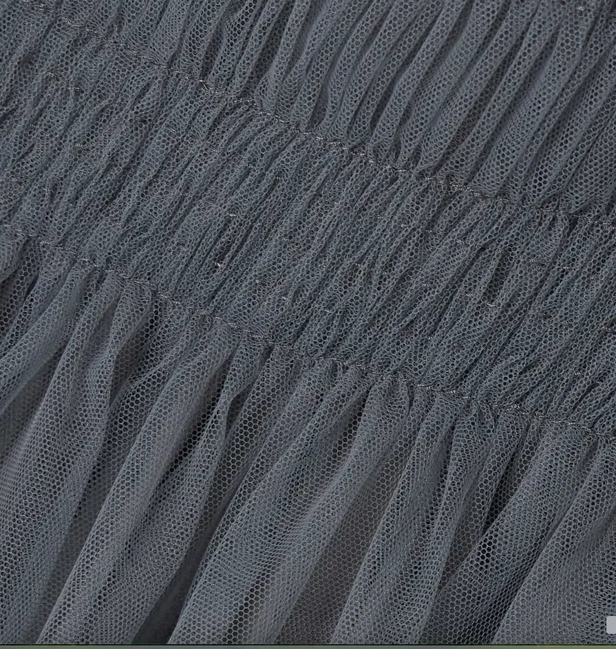 Molly Goddard Lydia Shirred Tulle Top Grey Size 8 photo 4