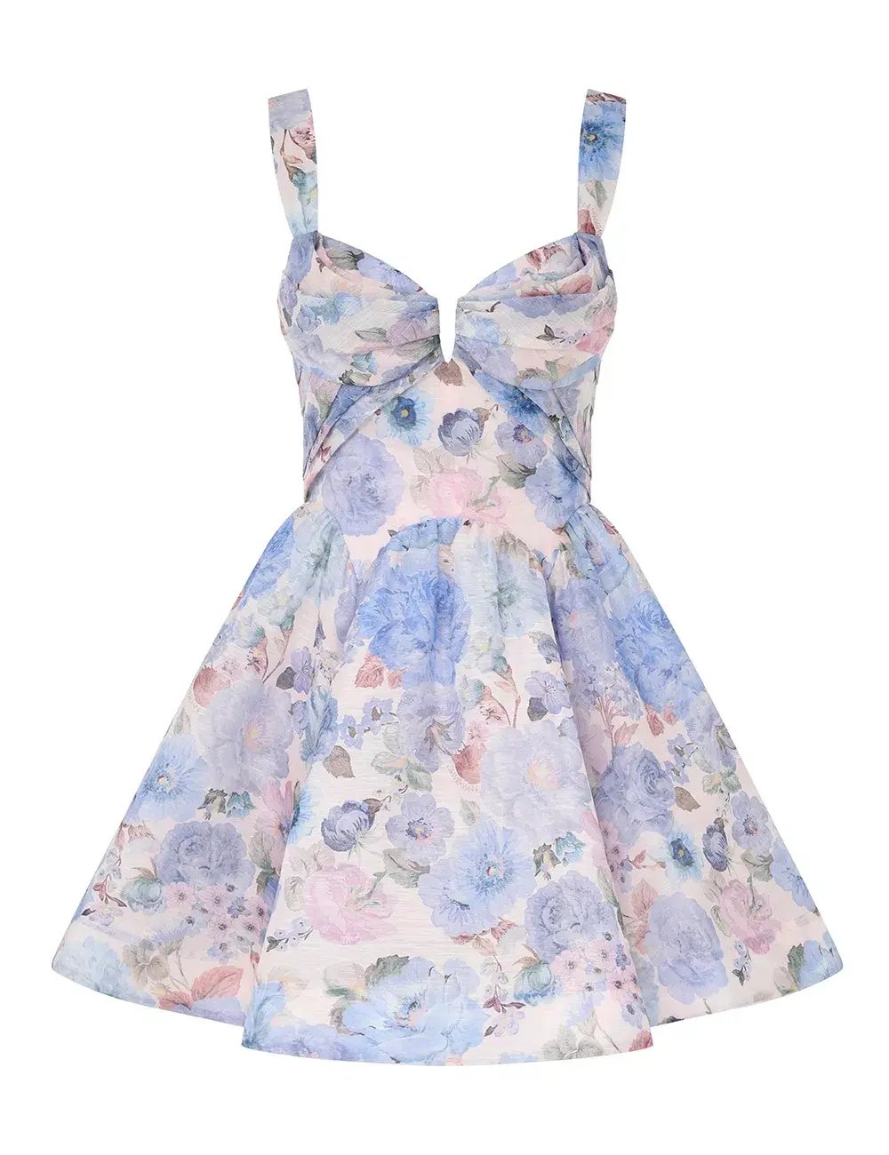 Zimmermann Rebellion Drape Mini Dress Sky Bloom Size 2 AU 12 photo 4