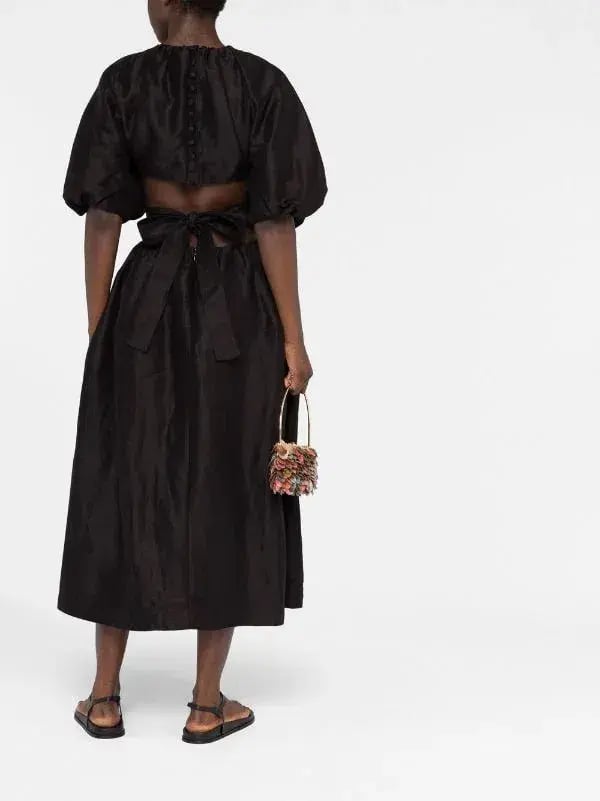 Aje Mimosa Puff Sleeve Midi Dress Black Size 8 photo 4