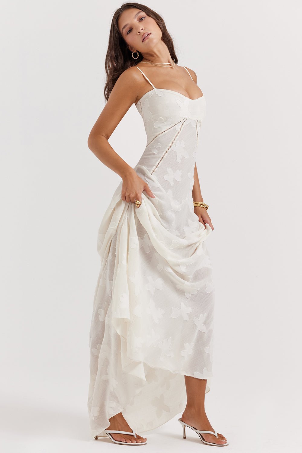 HOUSE OF CB SEREN FLORAL LACE BACK MAXI DRESS - VINTAGE CREAM photo 5