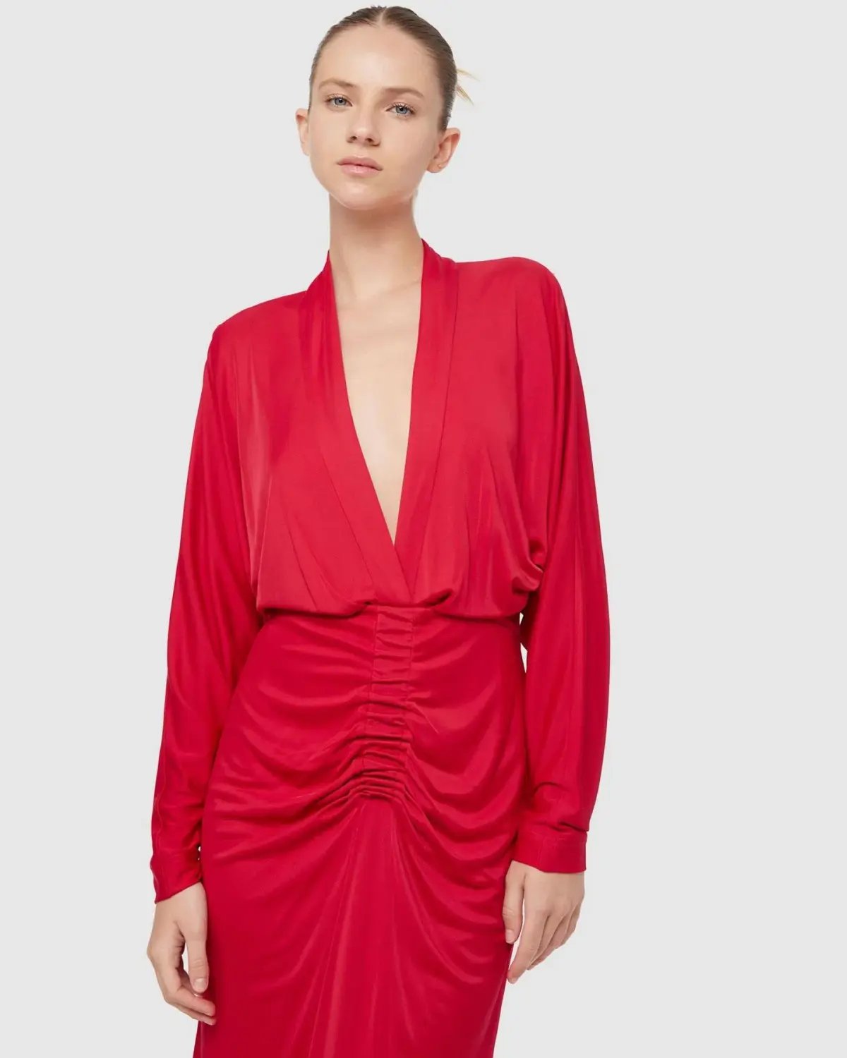 Manning Cartell Haute Pursuit Long Sleeve Midi Dress Red Size 14 photo 2