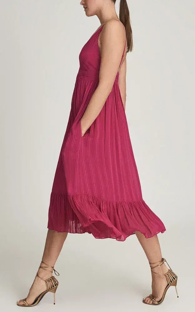Reiss Women's Marie Textured Fabric Dress Pink Size 10 photo 2